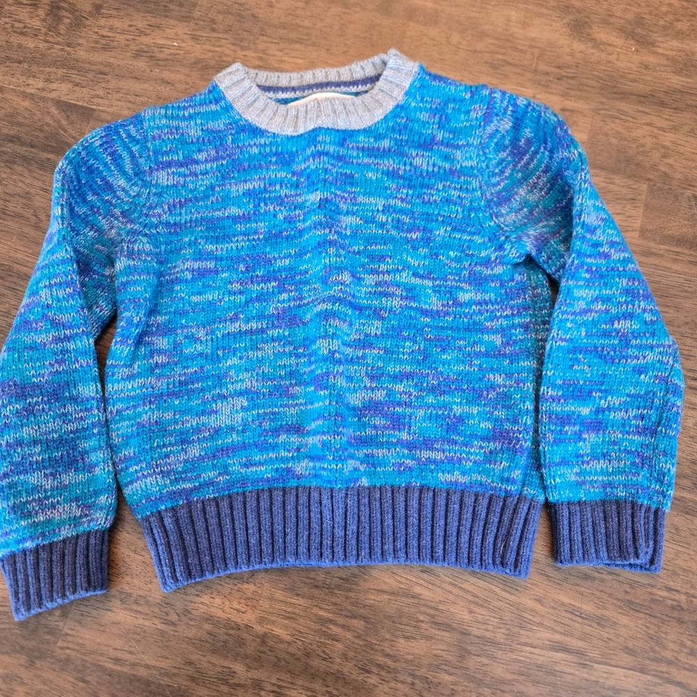 Mini Boden Kids Blue Space Dye Wool Alpaca Blend Crewneck Sweater Size 3-4Y
